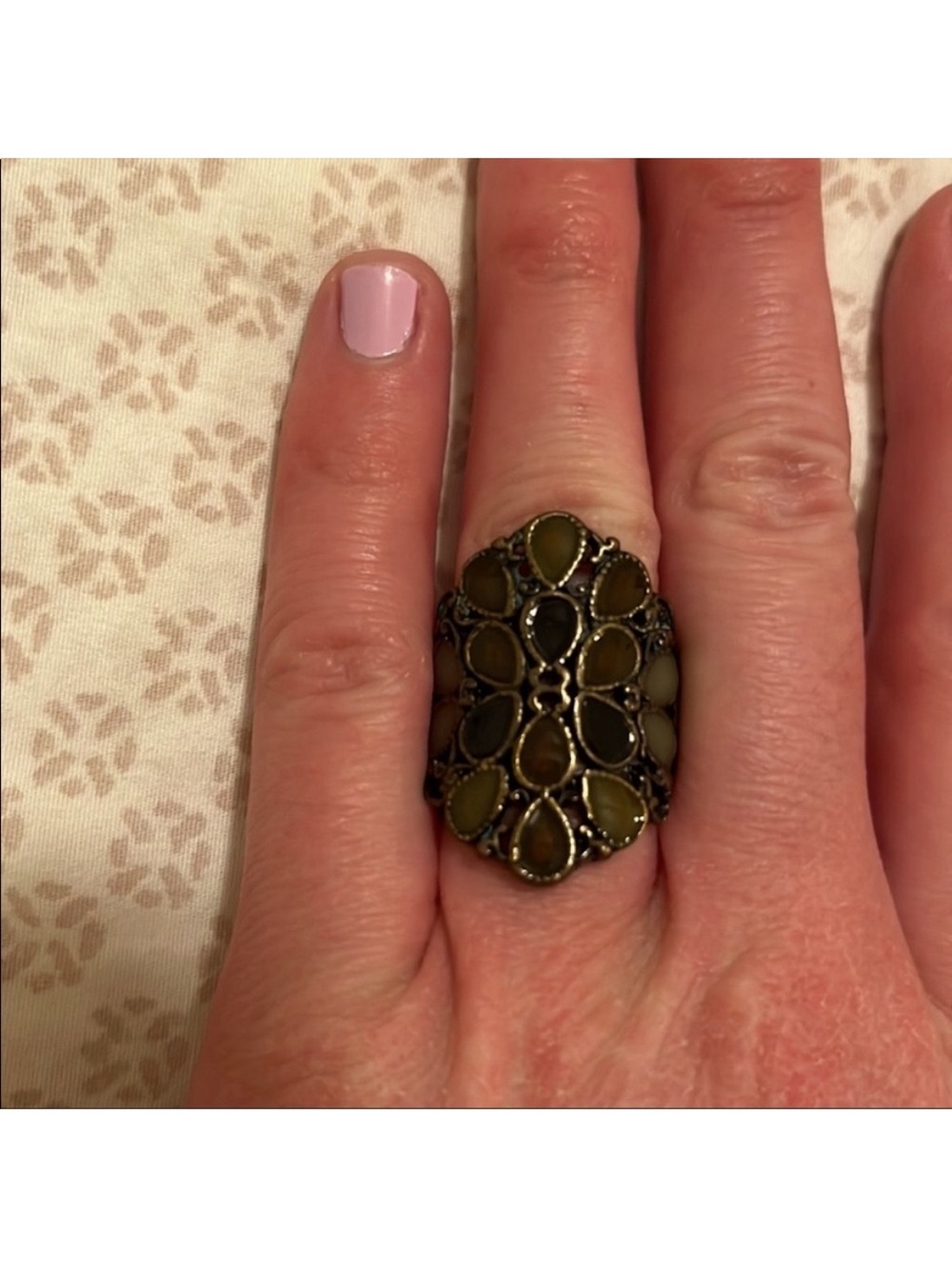 Brandy Melville Olive Green Teardrop Statement Ring